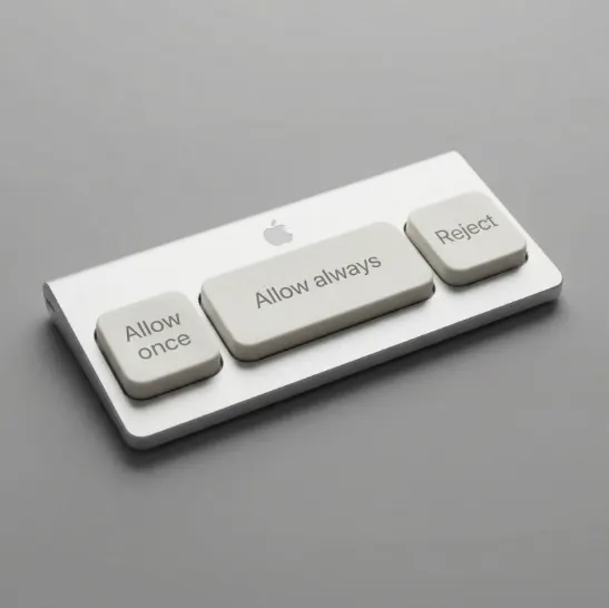 Apple's keyboard in 2026: Allow once, Allow always, Reject